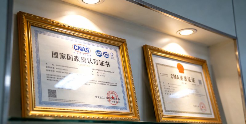 CNAS实验室认可标志的特写，