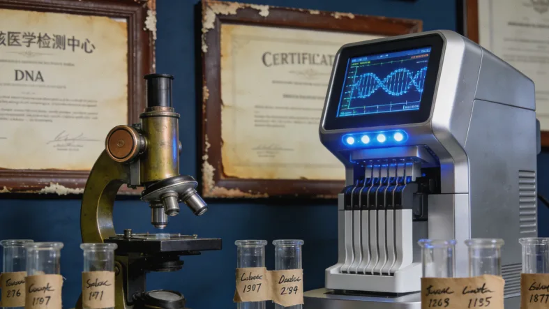 病理医生在显微镜下观察组织切片