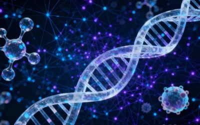 基因双螺旋与骨骼结构对比示意图