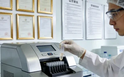 护士正在用专用采血管为患者采集血液样本