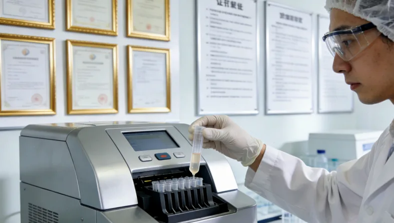 护士正在用专用采血管为患者采集血液样本