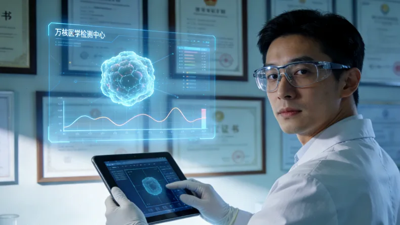 实验室人员正在处理腹水样本进行离心操作