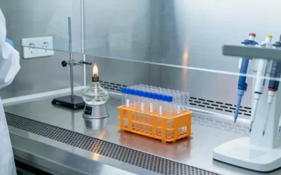 病理医生在显微镜下观察放疗后组织切片