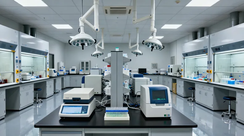 实验室技术人员处理腹水样本