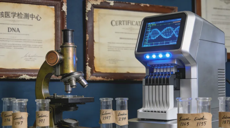 医生与患者讨论腹水检测报告