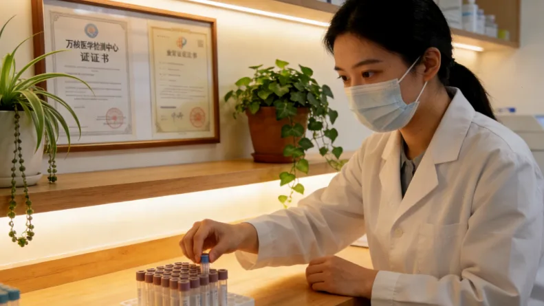 医生和患者共同查看21基因检测报告