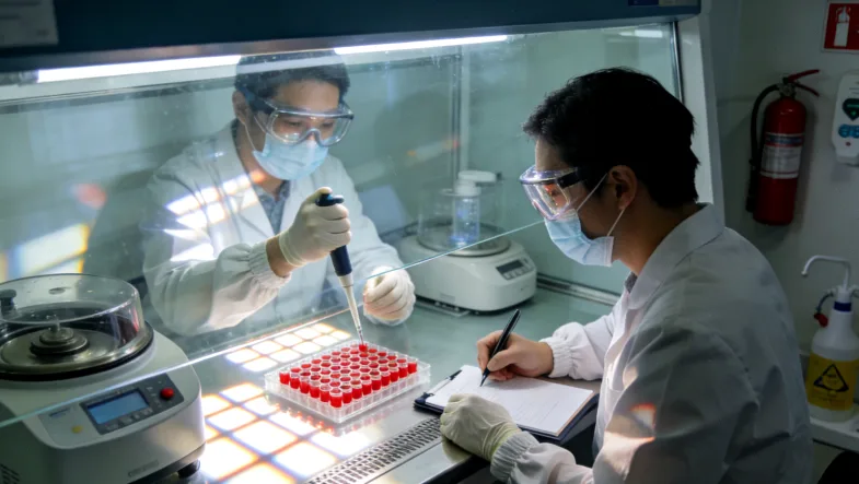 CT引导下经皮肺穿刺活检操作示意图