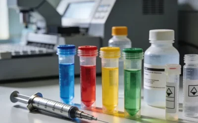 FISH检测下，显示红色MET信号与绿色CEP7信号的细胞核显微图像