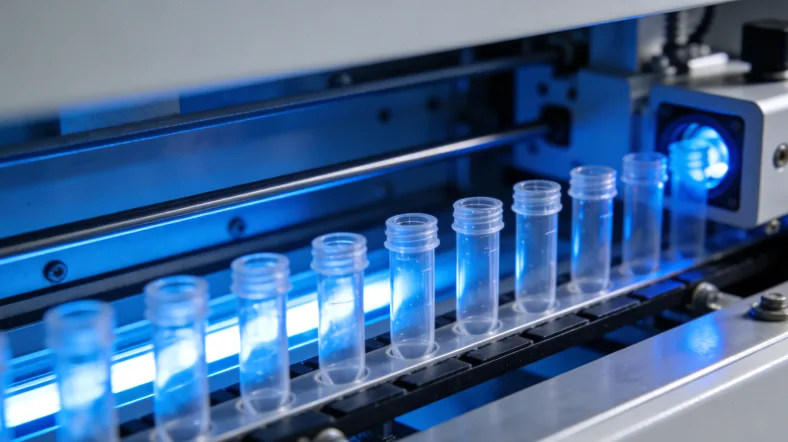 实验室技术人员在操作基因测序仪器的特写