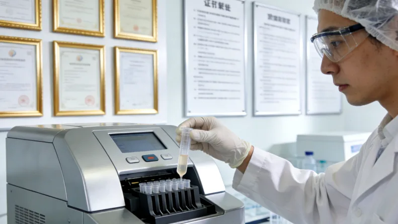 样本在实验室进行测序分析的微观展示