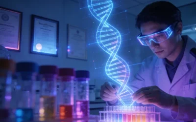 基因检测报告局部特写，箭头指向NTRK融合和其他突变条目