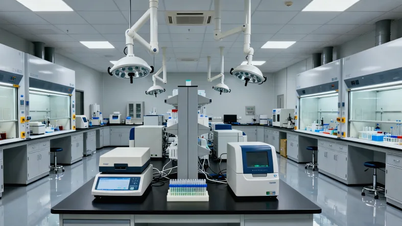 一份模拟基因检测报告，用箭头标出“融合”与“扩增”结果位置