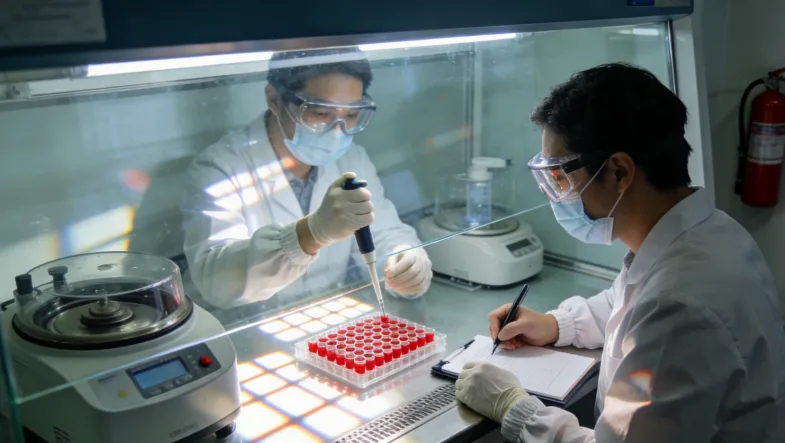 医生与患者共同查看基因检测报告并进行讨论