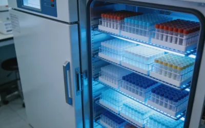 一位患者正在医生办公室查看基因检测报告