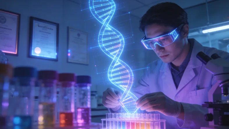 HRD检测报告示意图，突出阳性/阴性结果和评分