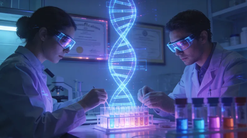 基因检测报告与时钟对比的创意图片