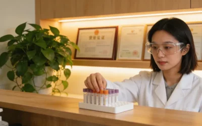 医生与患者共同查看基因检测报告示意图