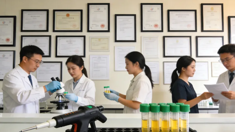 一位患者拿着病历，在肿瘤内科和外科指示牌前犹豫