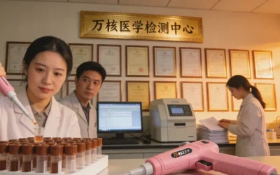 医生在电脑前查看基因检测报告与影像片子