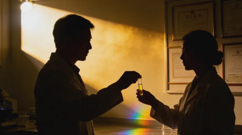 医生与患者共同查看基因检测报告的场景