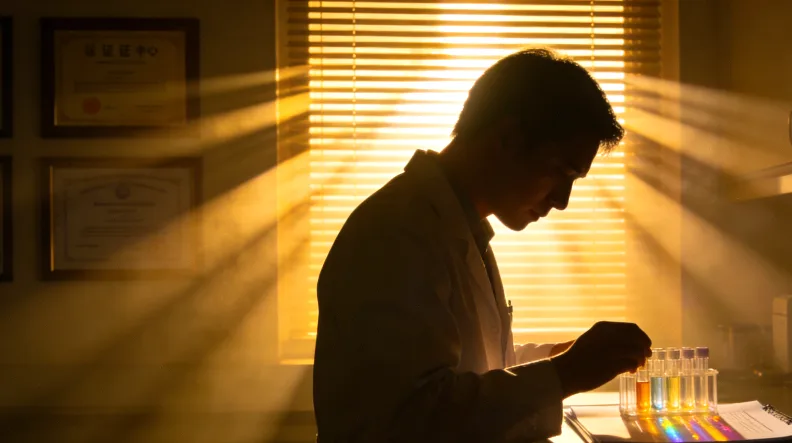 “钥匙与锁”比喻基因检测与靶向药关系的卡通图