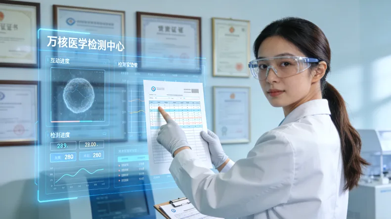 一位患者和家人正在诊室查看基因检测报告,表情困惑