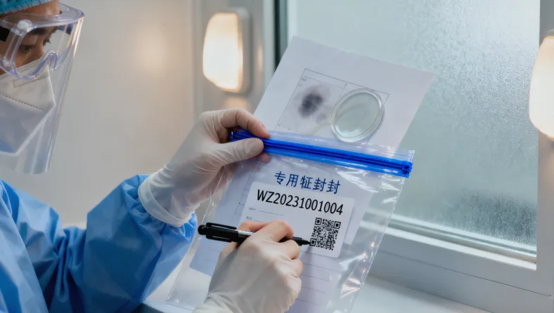 医生在诊室与患者面对面交流,手指着报告进行分析。