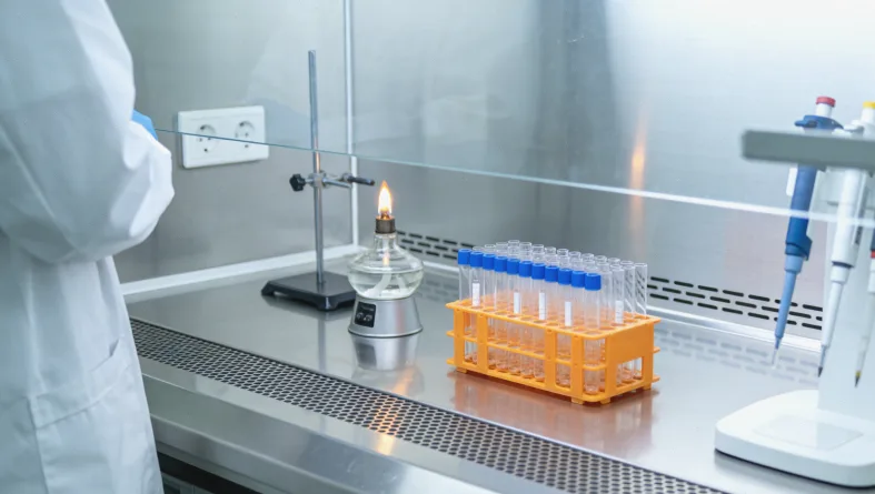 一个人对着电脑上的基因检测报告皱眉思考