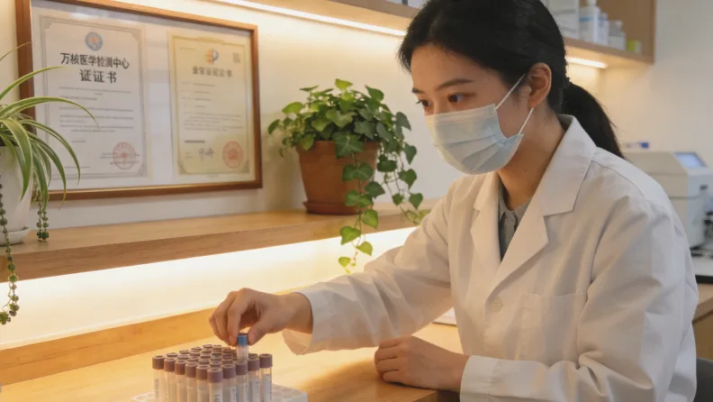 医生手持基因报告与患者沟通的示意图