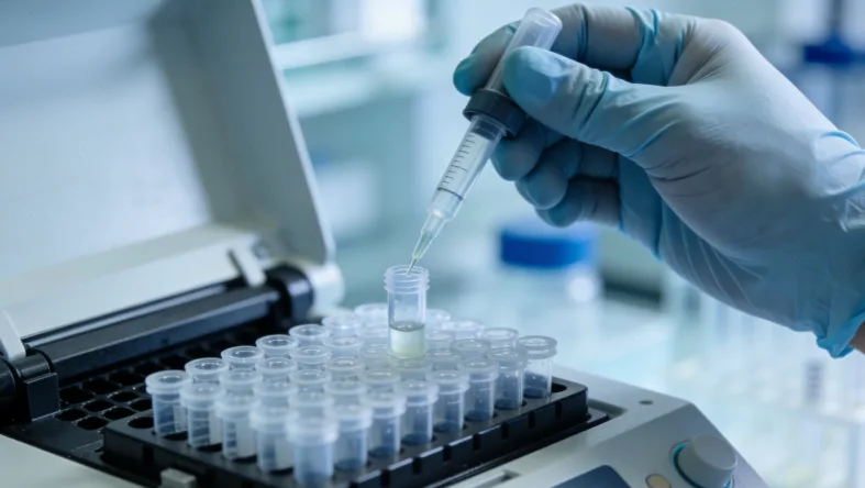 基因检测实验室技术人员处理样本