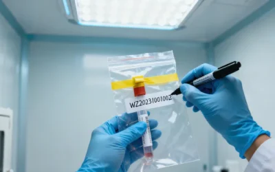 医生与患者共同查看基因检测报告示意图