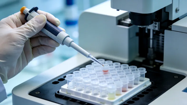 肺癌组织切片进行基因检测与PD-L1免疫组化检测的实验室场景