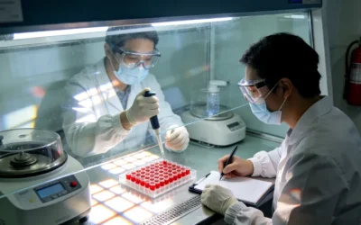 一位患者正在咨询医生，医生指着检测报告讲解