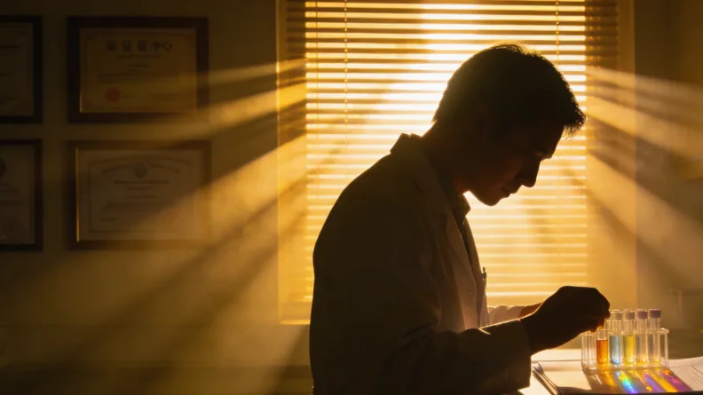 基因双螺旋结构示意图与过敏原分子并列