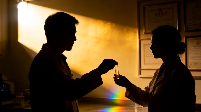 实验室人员正在进行血样药物浓度分析