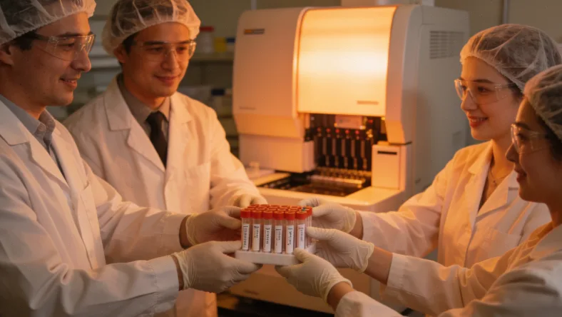 一位女性困惑地看着手机上的基因检测报告