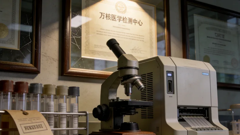 医生与患者共同查看血脂报告并进行沟通