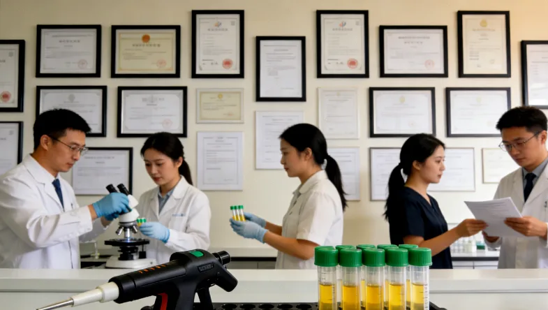 一位老人拿着他汀药盒与医生交谈的示意图