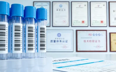 基因检测采样盒与指尖采血特写