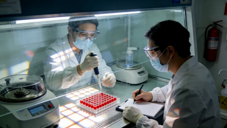 一位中老年人在夜晚看着药片和时钟,表情困扰