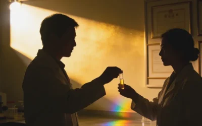 一位女士拿着基因检测报告咨询医生的场景