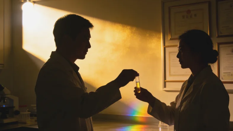 一位女士拿着基因检测报告咨询医生的场景