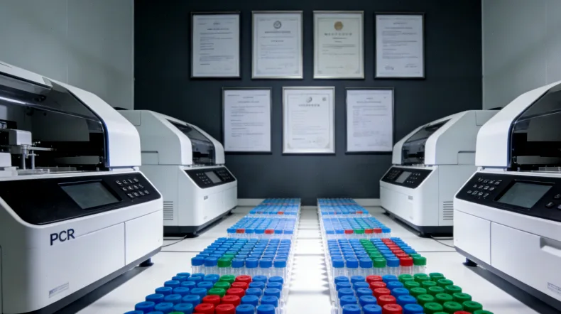 一位孕妇正在使用唾液采集器进行无创采样