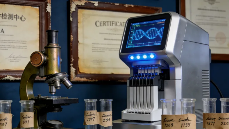 一位女性正在查看叶酸药瓶和基因检测报告