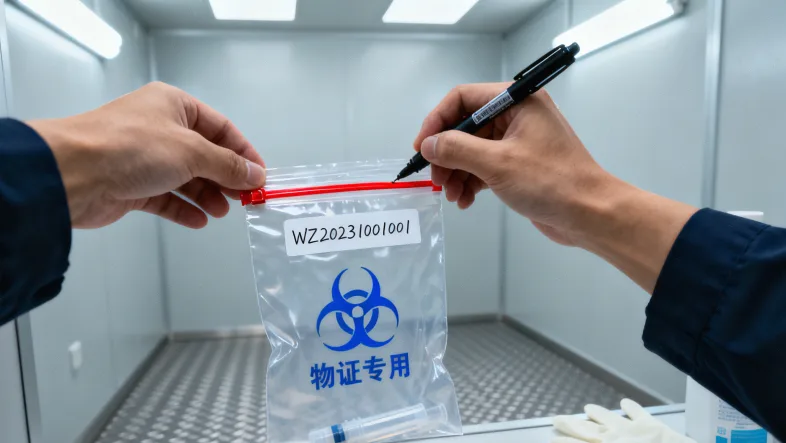 堆叠的检测报告与一支聚焦的笔形成对比