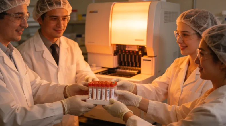 一家人围坐餐桌讨论检测报告