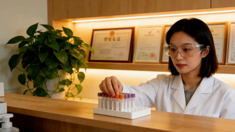 病理报告局部特写，用箭头圈出HER2 IHC评分（1+或2+）的位置