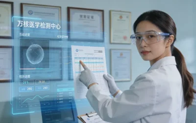 病理医生在显微镜下观察乳腺癌组织切片