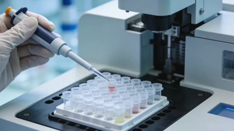 病理医生在显微镜下观察组织切片