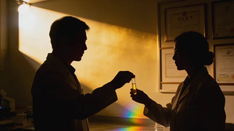 医生与患者共同查看基因检测报告示意图